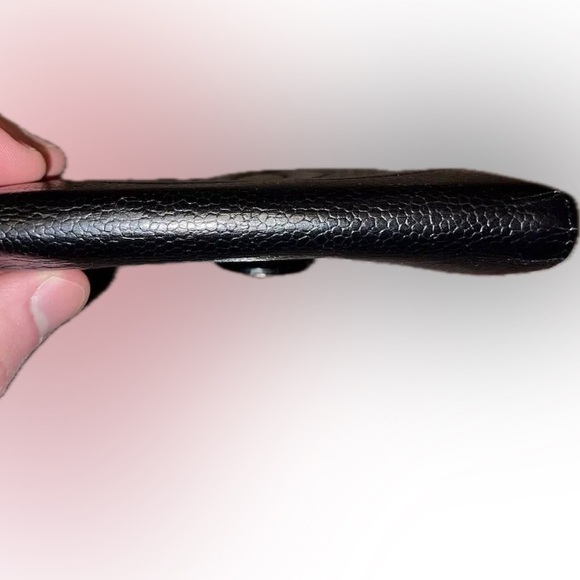 GUC CHANEL CC Logo CAVIAR Wallet Card Holder Black Leather CLASSIC LUXURY! - Picture 8 of 12